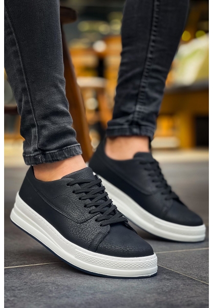 MirgeShoes Siyah Bağcıklı Erkek Günlük Casual Ayakkabı Kalın BYZ Taban MRG01064719