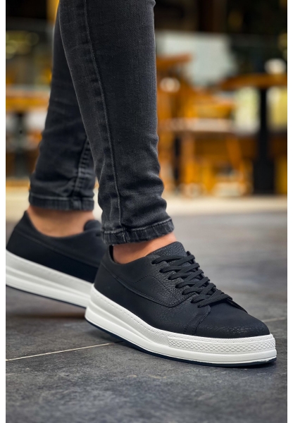 MirgeShoes Siyah Bağcıklı Erkek Günlük Casual Ayakkabı Kalın BYZ Taban MRG01064719