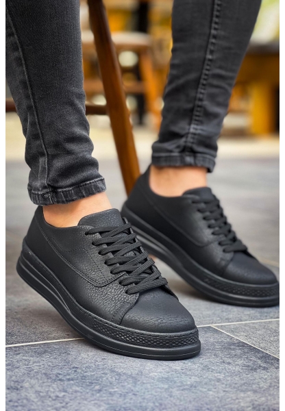 MirgeShoes Siyah Bağcıklı Erkek Günlük Casual Ayakkabı Kalın SYH Taban MRG01064719