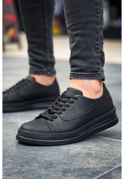 MirgeShoes Siyah Bağcıklı Erkek Günlük Casual Ayakkabı Kalın SYH Taban MRG01064719