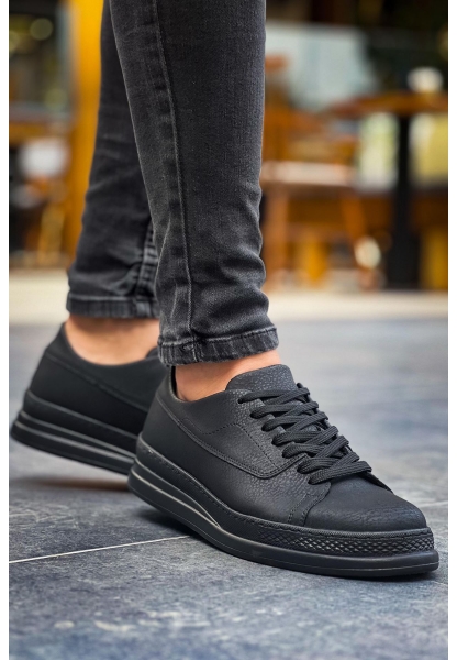 MirgeShoes Siyah Bağcıklı Erkek Günlük Casual Ayakkabı Kalın SYH Taban MRG01064719