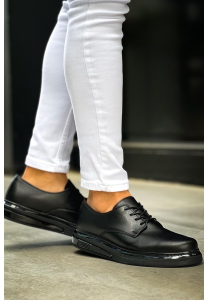 MirgeShoes Siyah Bağcıklı Erkek Klasik Ayakkabı Kalın SYH Taban MRG01064721