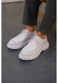 MirgeShoes Beyaz Bağcıklı Erkek Klasik Model Ayakkabı Kalın BYZ Taban MRG01064722