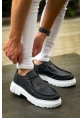 MirgeShoes Siyah Bağcıklı Erkek Klasik Model Ayakkabı Kalın BYZ Taban MRG01064722