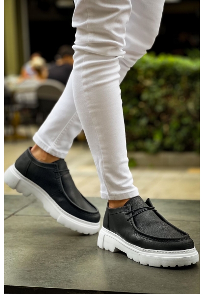 MirgeShoes Siyah Bağcıklı Erkek Klasik Model Ayakkabı Kalın BYZ Taban MRG01064722