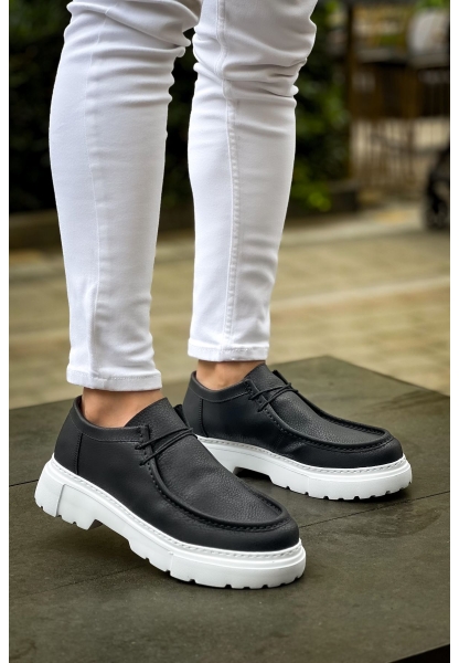 MirgeShoes Siyah Bağcıklı Erkek Klasik Model Ayakkabı Kalın BYZ Taban MRG01064722