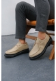 MirgeShoes Bej Bağcıklı Erkek Klasik Model Ayakkabı Kalın SYH Taban MRG01064722