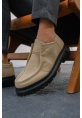 MirgeShoes Bej Bağcıklı Erkek Klasik Model Ayakkabı Kalın SYH Taban MRG01064722