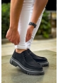 MirgeShoes Mat Siyah Bağcıklı Erkek Klasik Model Ayakkabı Kalın SYH Taban MRG01064722