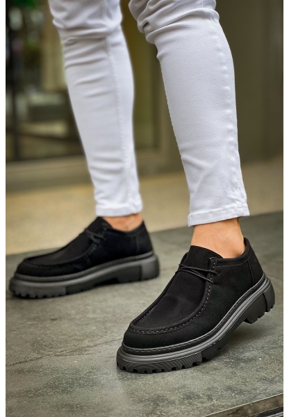 MirgeShoes Mat Siyah Bağcıklı Erkek Klasik Model Ayakkabı Kalın SYH Taban MRG01064722