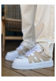 MirgeShoes Beyaz-Bej Bağcıklı Erkek Star Spor Ayakkabı Kalın BYZ Taban MRG01064725