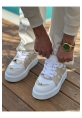 MirgeShoes Beyaz-Bej Bağcıklı Erkek Star Spor Ayakkabı Kalın BYZ Taban MRG01064725