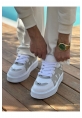 MirgeShoes Beyaz-Gri Bağcıklı Erkek Star Spor Ayakkabı Kalın BYZ Taban MRG01064725