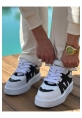 MirgeShoes Beyaz-Siyah Bağcıklı Erkek Star Spor Ayakkabı Kalın BYZ Taban MRG01064725