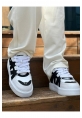 MirgeShoes Beyaz-Siyah Bağcıklı Erkek Star Spor Ayakkabı Kalın BYZ Taban MRG01064725