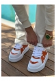 MirgeShoes Beyaz-Turuncu Bağcıklı Erkek Star Spor Ayakkabı Kalın BYZ Taban MRG01064725