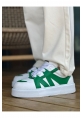 MirgeShoes Beyaz-Yeşil Bağcıklı Erkek Star Spor Ayakkabı Kalın BYZ Taban MRG01064725