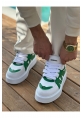 MirgeShoes Beyaz-Yeşil Bağcıklı Erkek Star Spor Ayakkabı Kalın BYZ Taban MRG01064725