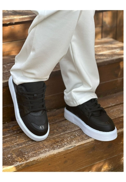 MirgeShoes Siyah Bağcıklı Erkek Star Spor Ayakkabı Kalın BYZ Taban MRG01064725