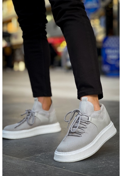 MirgeShoes Antrasit Bağcıklı Erkek Tarz Spor Ayakkabı Günlük Rahat Kalın BYZ Taban MRG01064726
