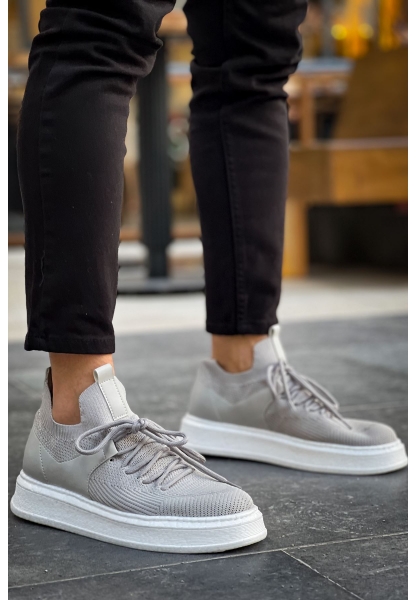 MirgeShoes Antrasit Bağcıklı Erkek Tarz Spor Ayakkabı Günlük Rahat Kalın BYZ Taban MRG01064726