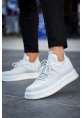 MirgeShoes Beyaz Bağcıklı Erkek Tarz Spor Ayakkabı Günlük Rahat Kalın BYZ Taban MRG01064726