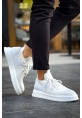MirgeShoes Beyaz Bağcıklı Erkek Tarz Spor Ayakkabı Günlük Rahat Kalın BYZ Taban MRG01064726