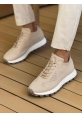 MirgeShoes Bej Bağcıklı Erkek Spor Ayakkabı Triko Kalın BYZ Taban MRG01064727