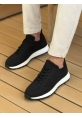 MirgeShoes Siyah Bağcıklı Erkek Spor Ayakkabı Triko Kalın BYZ Taban MRG01064727