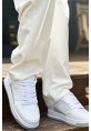 MirgeShoes Beyaz Bağcıklı Erkek Casual Spor Ayakkabı Yüksek Kalın BYZ Taban MRG01064728
