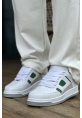 MirgeShoes Beyaz-Yeşil Bağcıklı Erkek Casual Spor Ayakkabı Yüksek Kalın BYZ Taban MRG01064728