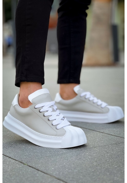 MirgeShoes Gri Bağcıklı Erkek Günlük Ayakkabı Rahat Kalın BYZ Taban MRG01064729