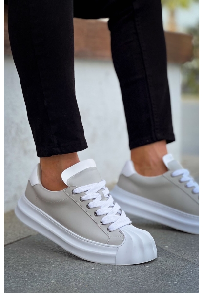 MirgeShoes Gri Bağcıklı Erkek Günlük Ayakkabı Rahat Kalın BYZ Taban MRG01064729