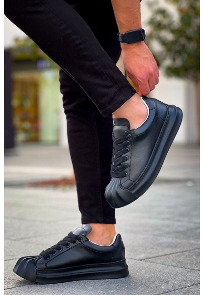 MirgeShoes Siyah Bağcıklı Erkek Günlük Ayakkabı Rahat Kalın SYH Taban MRG01064729