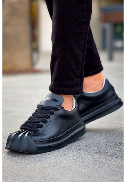 MirgeShoes Siyah Bağcıklı Erkek Günlük Ayakkabı Rahat Kalın SYH Taban MRG01064729