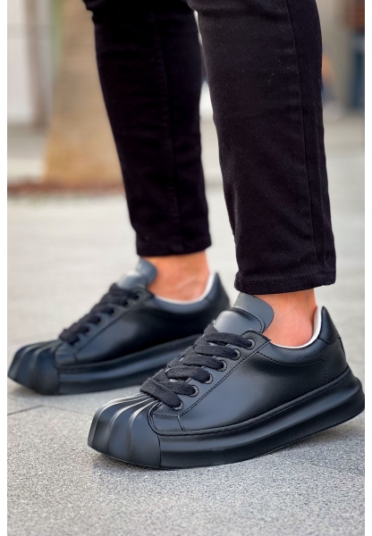 MirgeShoes Siyah Bağcıklı Erkek Günlük Ayakkabı Rahat Kalın SYH Taban MRG01064729