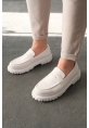 MirgeShoes Beyaz Bağcıksız Erkek Loafer Ayakkabı Yüksek Kalın BYZ Taban MRG01064735