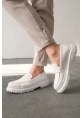 MirgeShoes Beyaz Bağcıksız Erkek Loafer Ayakkabı Yüksek Kalın BYZ Taban MRG01064735
