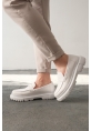MirgeShoes Beyaz Bağcıksız Erkek Loafer Ayakkabı Yüksek Kalın BYZ Taban MRG01064735