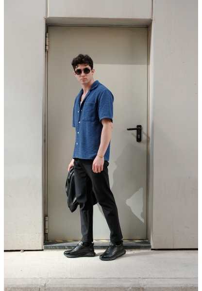 MirgeShoes Siyah Bağcıklı Erkek Casual Ayakkabı Yüksek Kalın SYH Taban MRG01064737