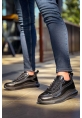 MirgeShoes Parlak Siyah Bağcıklı Erkek Casual Ayakkabı Yüksek Kalın SYH Taban MRG01064737