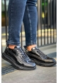 MirgeShoes Parlak Siyah Bağcıklı Erkek Casual Ayakkabı Yüksek Kalın SYH Taban MRG01064737