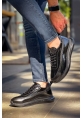 MirgeShoes Parlak Siyah Bağcıklı Erkek Casual Ayakkabı Yüksek Kalın SYH Taban MRG01064737