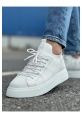 MirgeShoes Beyaz Bağcıklı Erkek Spor Ayakkabı Rahat Kalın BYZ Taban MRG01064741