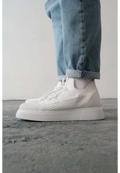 MirgeShoes Beyaz Bağcıklı Erkek Günlük Ayakkabı Rahat Kalın BYZ Taban MRG01064743