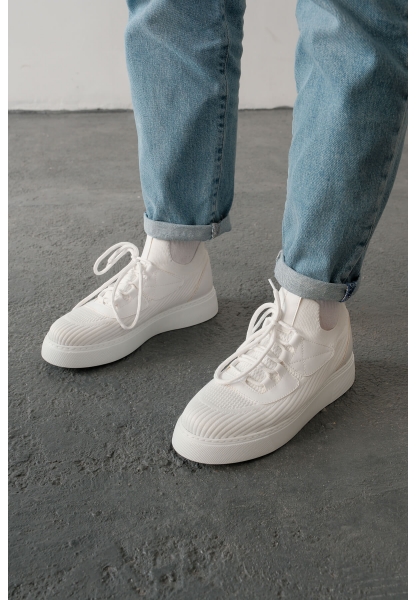 MirgeShoes Beyaz Bağcıklı Erkek Günlük Ayakkabı Rahat Kalın BYZ Taban MRG01064743