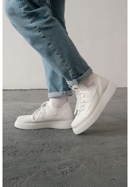 MirgeShoes Beyaz Bağcıklı Erkek Günlük Ayakkabı Rahat Kalın BYZ Taban MRG01064743