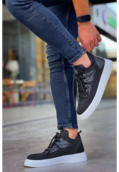 MirgeShoes Siyah Bağcıklı Erkek Günlük Ayakkabı Rahat Kalın BYZ Taban MRG01064743