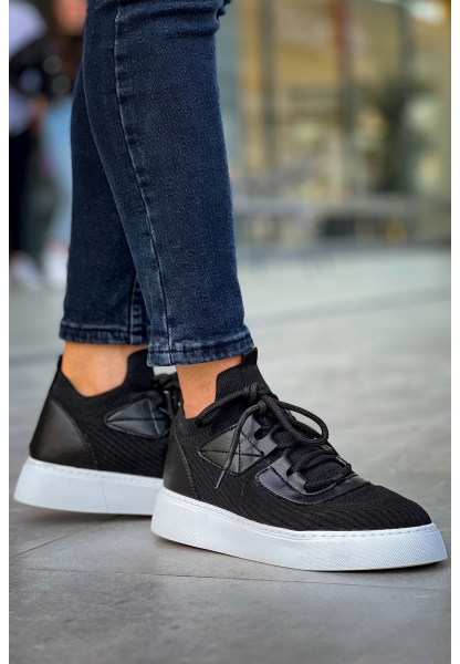 MirgeShoes Siyah Bağcıklı Erkek Günlük Ayakkabı Rahat Kalın BYZ Taban MRG01064743