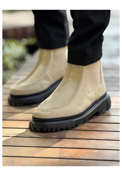 MirgeShoes Kum Bağcıksız Erkek Klasik Chelsea Bot Yüksek Kalın SYH Taban MRG01064751